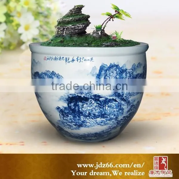 New Year Gift Excellent Quality Handpainted Blue and White Large Flower Pot Made in Jingdezhen photo-2