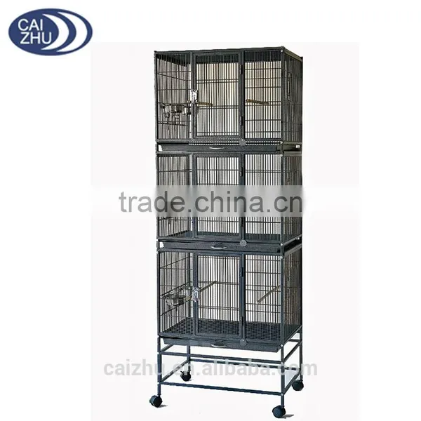 TRIPLE STACKER PARROT BIRD FINCH CANARY AVIARY CAGE WIRE BREEDING BIRD CAGE WITH STAND photo-2