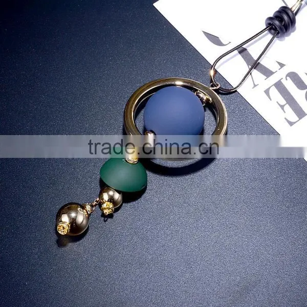 Large Ball Hoop Pendant Necklace Geometric Pendant Long Necklace Korea New Design Sweater Necklace photo-3