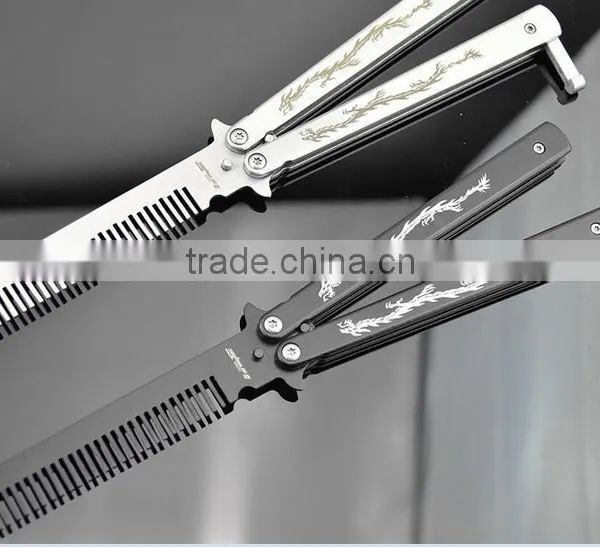 Stainless Steel Folding Practice Training Butterfly Style Knife Comb photo-2