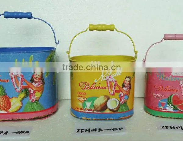 Newest Metal Zinc Flower Pot With Printing photo-5
