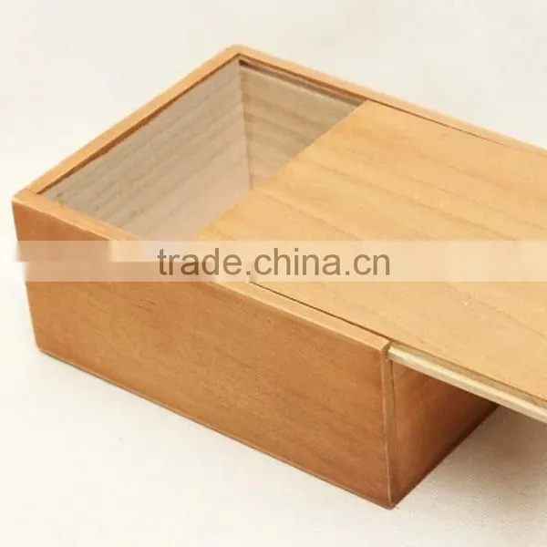 Custom Luxury High Quality and Clear Window With Sliding Lid Wooden Tea Box photo-2