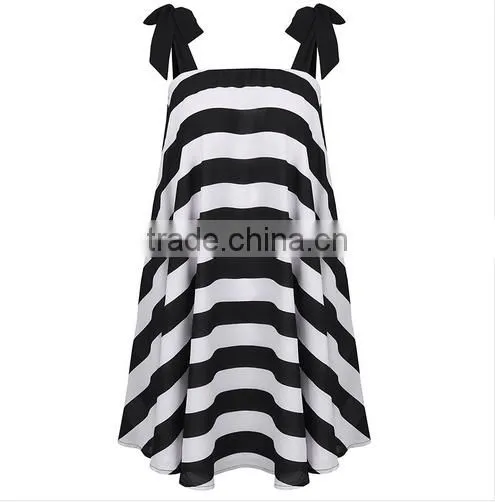 Summer Womens Dresses New Arrival 2016 Black &white Stripe Sexy Sling Beach Sundress Plus Size Dress photo-3