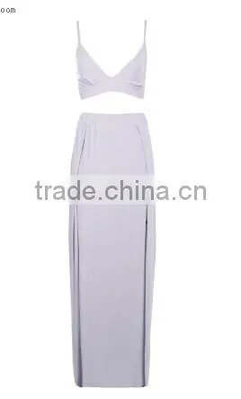 2017 Summer Newest Two Split Two Piece Dress Sexy Party Maxi Dress photo-4