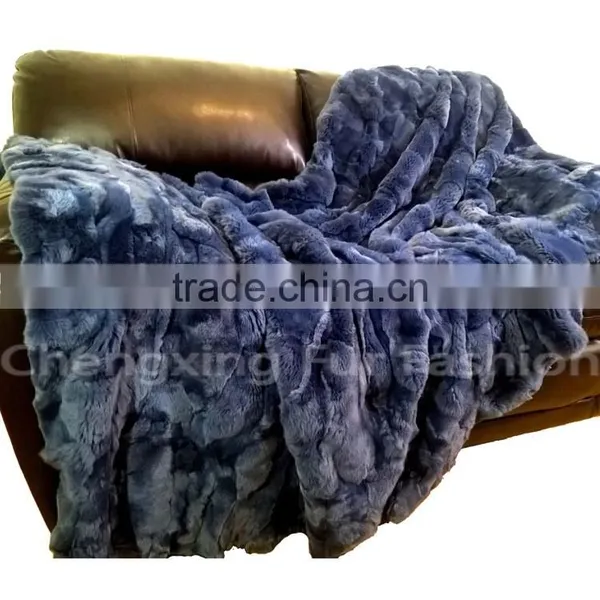 CX-D-65D Fashion Fur Throw Home Decor Genuine Rex Rabbit Fur Blanket photo-5
