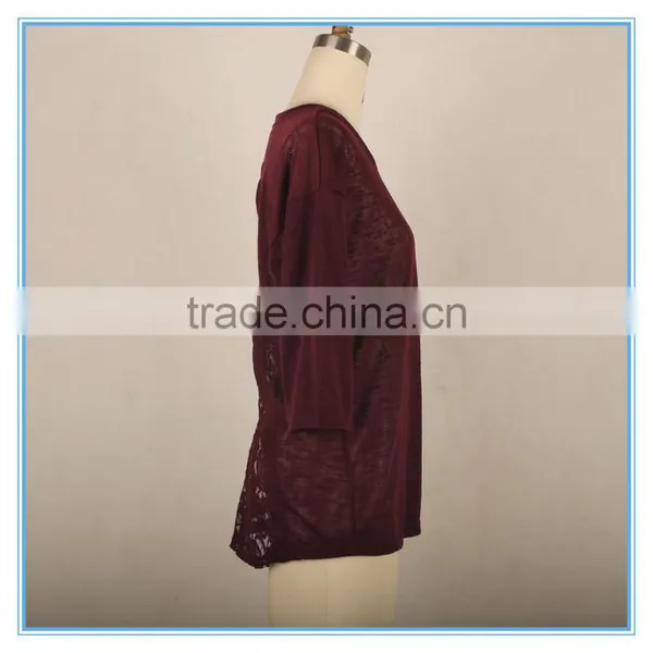 Ladies Sexy Fashion Blouse Back Lace Design Long Sleeve Korean Blouse photo-4