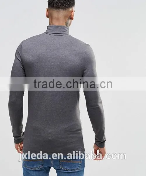 Men Extreme Muscle Skinny Fit Roll Neck Long Sleeve Tee Shirt OEM China Manufacturers photo-2