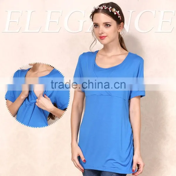 Wild Short Sleeve Nursing Clothes Solid Breastfeeding Clothing Small Fresh Pregnant Women T-shirts photo-2
