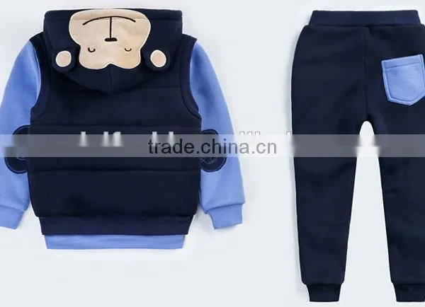 Custom Fashion and Quality Baby Girls Boys Winter Warm 3pcs Clothing Sets photo-2