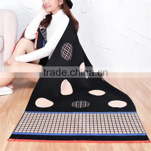 Classic Jacquard Cashmere Dot Houndstooth Long Thick Winter Scarf Shawl photo-4