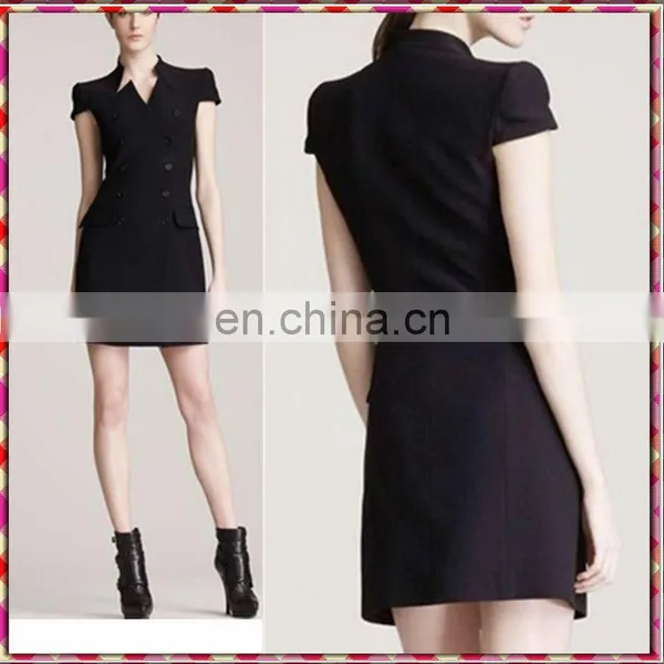 Elegant Cap Sleeve Ladies Black Business Dress