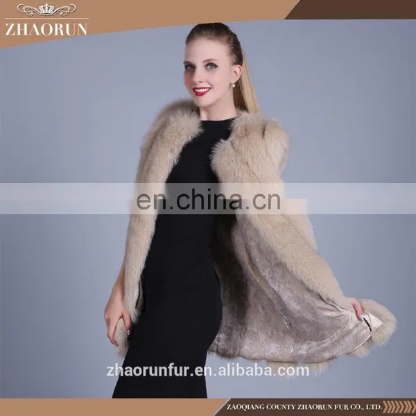Brown Color Ture Fox Fur Jacket Dyed Fox Fur Vest and Fur Gilet for Lady photo-2