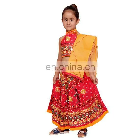 Indian Kids Handmade Red Lehenga Choli Chaniya Choli For Girls Ethnic Dress, Traditional Dress Girl Dresses Duppta Set Ghagra photo-4