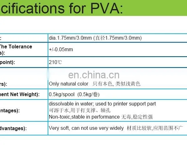 Good Quality and Price PVA Filament 1.75 3 mm 0.5kg for 3D Printer photo-6