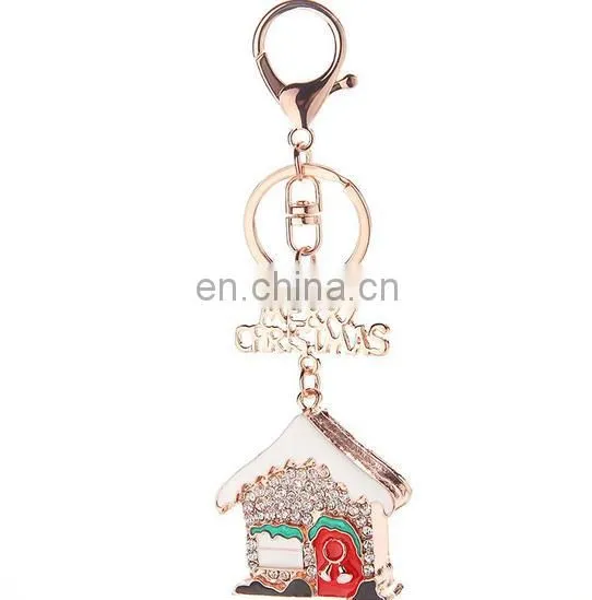 Stock Christmas Gift Charm Lady Rhinestone Metal Christmas Stockings Keychain photo-6