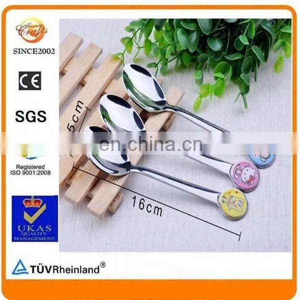 SGS Zinc Alloy Metal Cartoon Print Epoxy Baby Kids Silver Souvenir Spoon