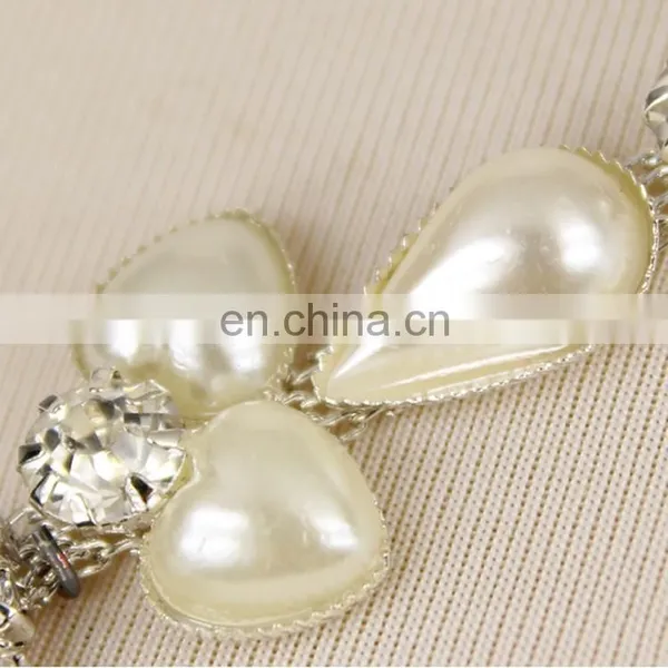 White Elegent Beaded Pearl Rhinestone Chain Trim for Wedding Dress WTR0178 photo-2