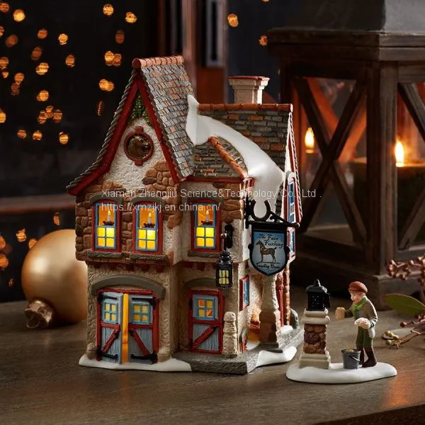 X\'mas LED Lights Christmas House Customized European-style Creative Christmas Decoration House LED Night Light Simulation Cookie House Resin Crafts Decoration photo-3
