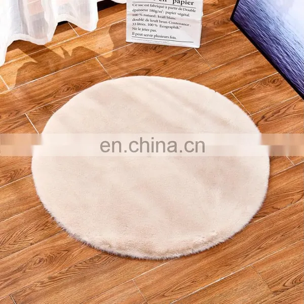 Super Soft White Faux Rabbit Fur Area Rug Carpet photo-5