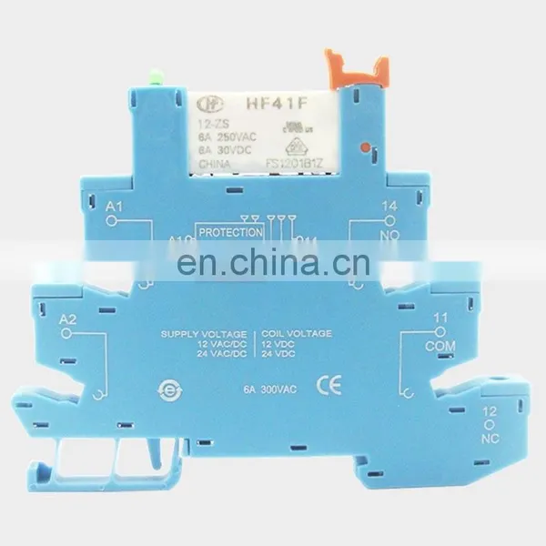 DIN RAIL HF41F 12V 24V Integrated PCB Mount Power Relay With Relay Holder Voltage Contact Relay Module Set photo-3
