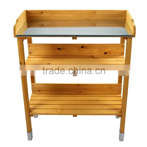 Ningbo FIr Outdoor Wooden Garden Potting Bench Nature Color photo-2