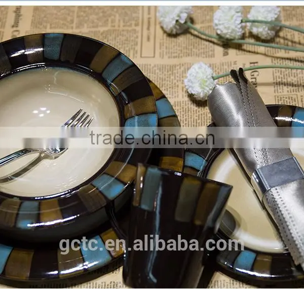 Stoneware Reactive Glaze 16 Pcs Dinnerware Set With Mosaic Design photo-5