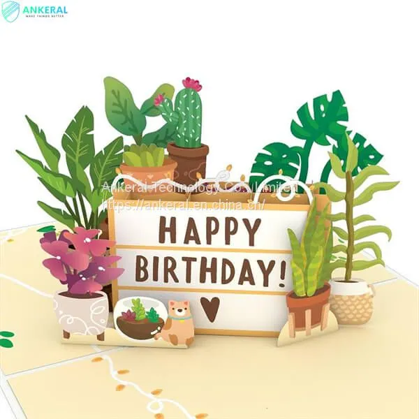 Happy Birthday Plants 3D Pop-up Card Best Birthday Blessing Card Gift for Parents photo-3
