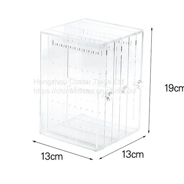 Acrylic Jewelry Storage Box Earring Display Stand Organizer Holder With 3 Vertical Drawer photo-4