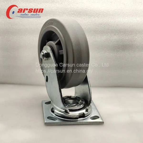 Heavy Duty Castor Gray Rubber TPR Caster Top Plate Casters 4/5/6/8 Inch Swivel Industrial Caster Wheels photo-3