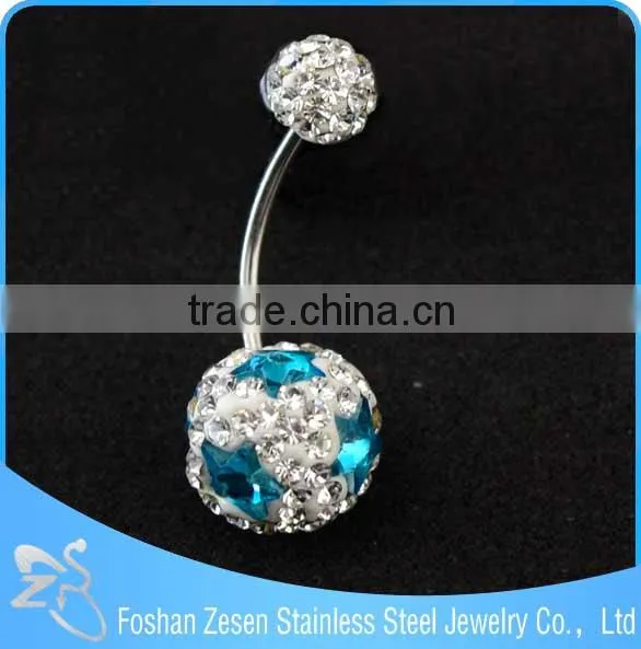 Nickel Free 316L Surgical Steel 14ga CZ Gem Paved Ferido Ball Belly Button Rings photo-3