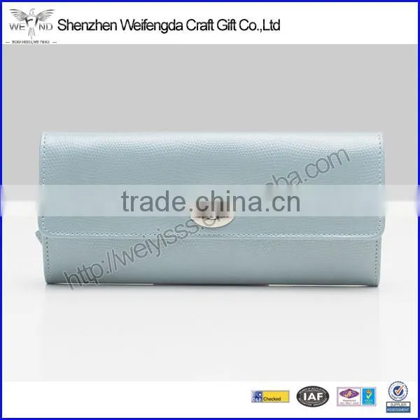 Exquisite Fashion Light Blue PU Leather Travel Jewelry Case photo-3