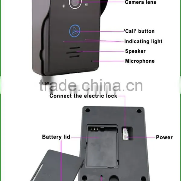 Long Range Touch Key 2.4GHz 7" Wireless Video Intercom With Remote Control Door Unlocking photo-4