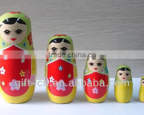 Wooden Russian Doll, 5pc Rolly/Polly Nesting Babushka Doll Set photo-2