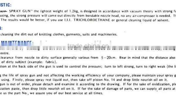 Spray Textile Cleaning Gun Aluminum -Ally for Cleaning Dirt Out of Knitting Clothes Suits and Machinery photo-4