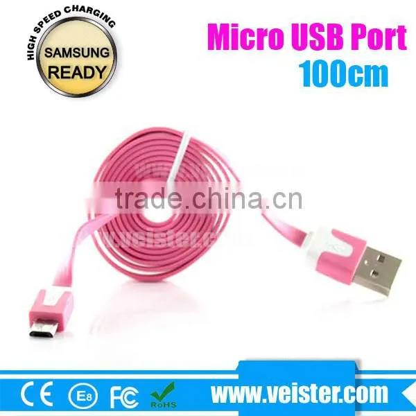 1M Colorful Noodle Usb Micro Cable for Blackberry photo-5