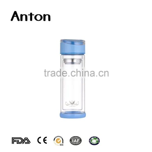 10oz High Quality Glass Bottle With Tea Straier Double Wall Glass Water Bottle With Tea Filter Infuser photo-2