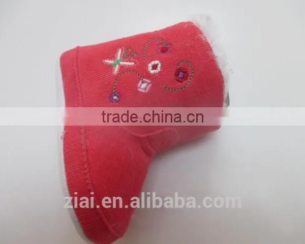 Wholesale Soft Dot Sole Cordury Baby Fabric Shoes Breathable Winter Fur Baby Girl Boots photo-2