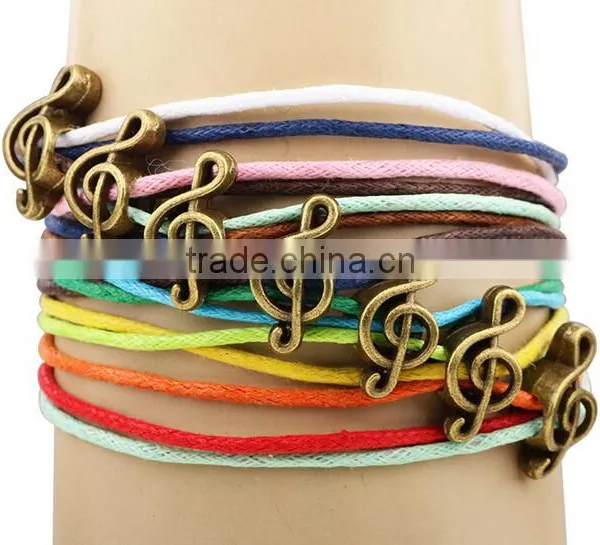 2016 Colourful Multilayer Rope Bracelet With Antique Bronze Bear Charms photo-2