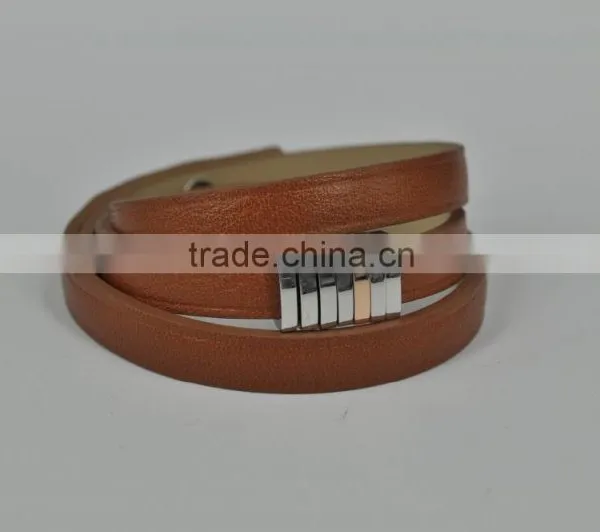 Leather Jewelry Hot Sale Steel Time Leather Bracelet Plain Leather Bracelet photo-2