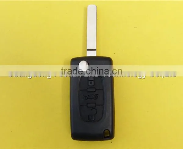 Folding Flip Remote Key Shell Case Fob 3 Button for Peugeot 307 With Battery Place photo-2