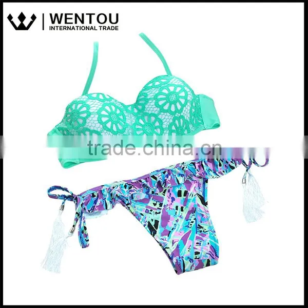 Wentou Ladies Sexy Print Push Up Bathing Swimsuit Bikini photo-5