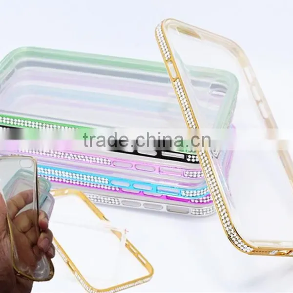 TPU Back + PC Frame Diamond Covers for Iphone6, for Iphone 6 Case Clear photo-3