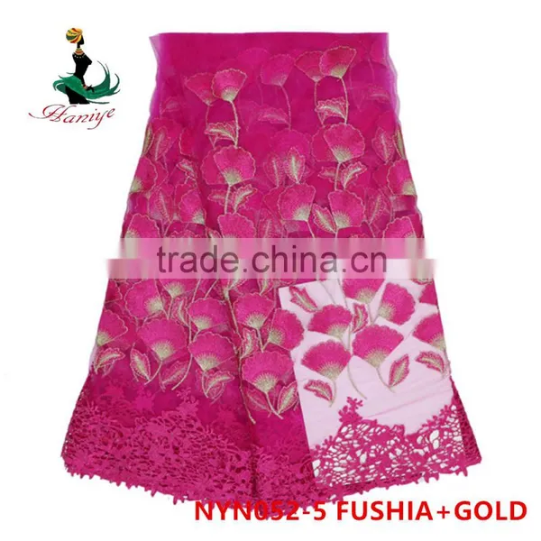 2016 Haniye High Quality Fashion Tulle Lace Fabric Embroidery French Net Lace/NYN52 photo-4