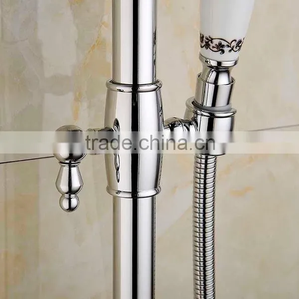 2015 New Arrival Luxury Wall Mounted Big Round Bath Hidden Shower Faucet Set With Ceramic Hand Shower & Base photo-4