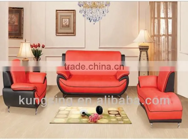 New Model Red and Black Leather Sofa Set