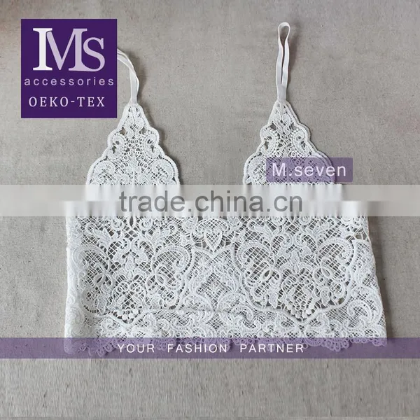 Good Quality Beautiful Blank T-shirts 100% Polyester in White Lace Flower Underware for Ladies