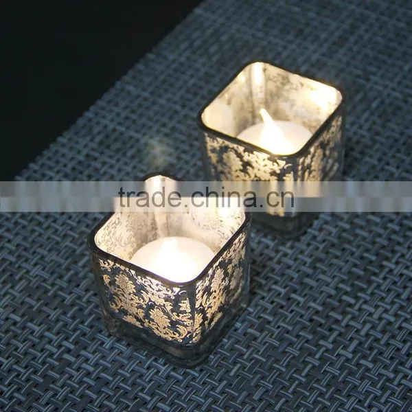 Square Glass Votive Romantic Candle Holders photo-3