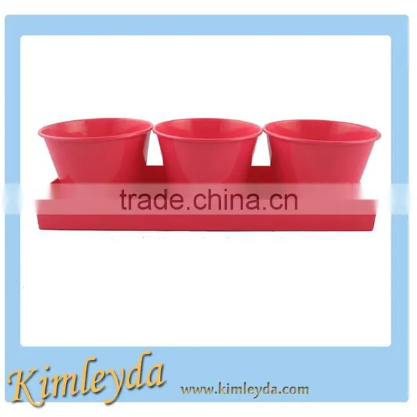 Metal Flower Pots/planter in Tray photo-3