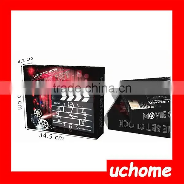 UCHOME Made in China Wholesale Manufacture Wood Movie Clapper Wall Clock , Movie Clapper Alarm Clock photo-6