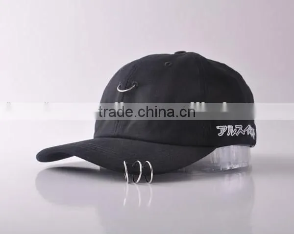 Clearance Sale Hip Hop Unisex Solid Ring Safety Pin Curved Hats Baseball Cap Men Women Snapback Caps Sport Casquette photo-2